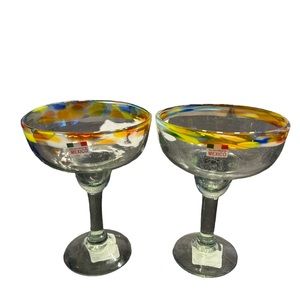 Pier One new with tag set of 2 made in Mexico margarita glasses